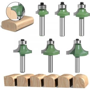 BEBUSINGOTO Lot de 6 Fraise D&eacute;fonceuse &agrave; Bois 8 mm, Fraise Quart de Rond avec Tige 8 mm, Fraises pour D&eacute;fonceuse &agrave; Bois, Fraise &agrave; Rainurer Arrondi