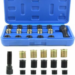 16 Pi&egrave;ces Kit de r&eacute;paration pour Filet de Bougie, M14 x 1.25 mm Kit de R&eacute;paration de Filetage de Bougie d'allumage, Robinet M16 avec &eacute;tui Portable,