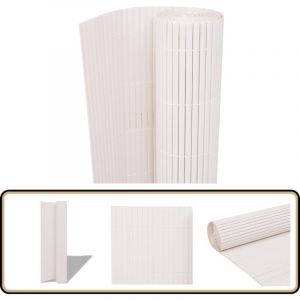 Cl&ocirc;ture de jardin Double face 90 x 300 cm Blanc - Cl&ocirc;ture De Jardin - Cl&ocirc;ture Pvc - Cl&ocirc;ture Blanche - Cl&ocirc;ture R&eacute;sistante Aux Intemp&eacute;ries - Cl&ocirc;ture