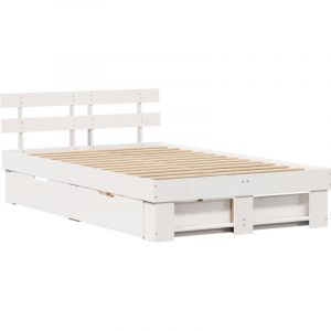 Cadre de lit avec tiroir Blanc 120 x 190 cm Bois massif en pin Vidaxl