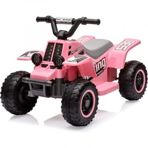 Lunsy - Quad &Eacute;lectrique Enfant 6V, Voiture &Eacute;lectrique pour Enfants avec led, Musique, Klaxon, Longue Autonomie, atv pour Enfants 3+ Ans Rose