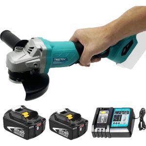 Meuleuse,Meuleuse d'angle sans balais sans fil robuste de 125 mm pour meuleuse d'angle,Compatible avec la batterie Makita + 2 x batterie Li-ion 5500