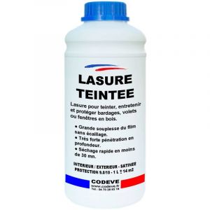 Lasure Teintee - 1 L - Codeve Bois - Chêne doré - Pour La Protection D'un Chalet, Abri, Cabane, Coffre Ou Balcon En Bois.