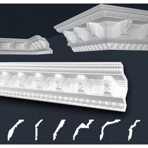 Moulure d&eacute;corative en polystyr&egrave;ne expans&eacute; blanc &ndash; Pack de 10 bandes de 200 cm &ndash; Dimensions 96x98 mm &ndash; Finition parfaite des murs &ndash; Marbet Design