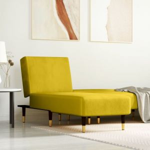 Design In - Chaise longue Bain de soleil Transat de relaxation jaune velours CFW115965