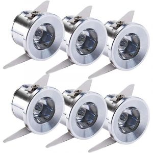 Aiperq Lot de 6 mini spots LED 3W encastrables pour placopl&acirc;tre Avec transformateur s&eacute;par&eacute; &Eacute;clairage pour vitrine, int&eacute;rieur de meuble.