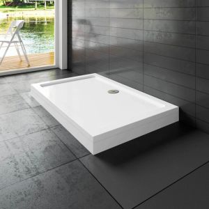 Aica Sanitaire - Receveur de douche rectangle en acylique blanc 150x80cm pour cabine de douche ou douche &agrave; l'italienne