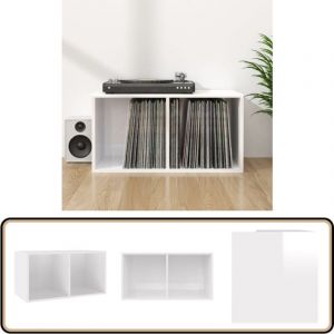 Vidaxl - Boîte de rangement de vinyles Blanc brillant 71x34x36 cm - Boîte De Rangement Vinyl - Meuble Rangement Disque Vinyle - Rangement Lp