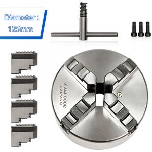 Mandrin &agrave; 4 mors Mandrin de tournage 125 mm Mandrin de tournage &agrave; 4 mors &agrave; centrage automatique