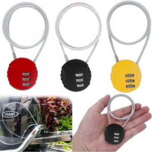 Cadenas à Code 3 Chiffres, 3 Pcs Antivol de Casque, Cadenas à Bagage, Bagages VéLo Portail Remise Casque Poussette Moto BoîTe à Outils(Noir, Rouge,
