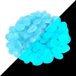Galet Lumineux, 200 Pcs Bleu Pierre Lumineuse Galet Décoratif dans la Nuit pour Extérieur Jardin Aquarium Chemins Chambre d'enfant