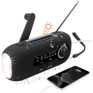 Ccykxa - Le Noir)Radio Solaire Portable,Radio Dynamo,Solaire Radio avec Alarme sos pour Les urgences,Petite Radio,étanche IPX3 Radio,Radio à