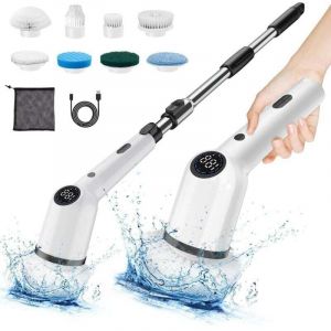 UlisemBrosse Nettoyage &Eacute;lectrique, Brosse de Nettoyage sans Fil avec 9 T&ecirc;tes de Brosse Rempla&ccedil;ables, 3 Vitesses de Rotation, Electric Spin Scrubber