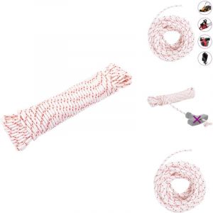 Cordon de démarrage à tirer blanc et rouge Ø5 mm 10 m nylon - Cordon De Démarrage à Tirer - Cordons De Démarrage à Tirer - Cordons à Tirer - Corde De