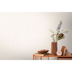 Papier peint intiss&eacute; uni beige et blanc - 10,05 x 0,53 m - collection Cosmopolitan