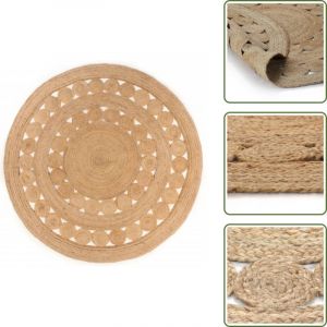 Tapis Design tress&eacute; Jute 180 cm Rond - Tapis En Jute - Tapis Rond - Tapis Artisanal - Tapis D&eacute;coratif - Tapis Salon