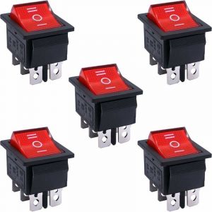 Gotrays - 5 pièces Interrupteur à Bascule on/off/on dpdt 6 broches 3 positions Commutateur à bascule avec rouge Indicateur led 16A 250V pour Voiture