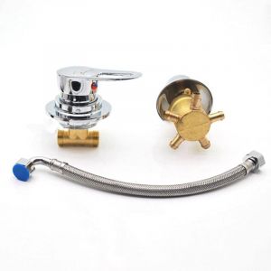 Crea - Robinet de douche deux pièces avec inverseur 2/3/4/5 sorties, noyau de valve en céramique, mitigeur eau chaude et eau froide en laiton chromé