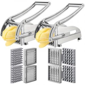Coupe-frites professionnel &agrave; 2 lames, coupe-pommes de terre en acier inoxydable, coupe-frites, presse-frites