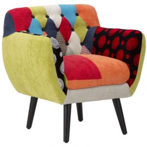 Fauteuil Design Patchwork "Impérial" 78cm Multicolore
