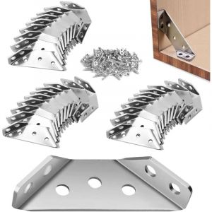 &Eacute;querre de chaise en acier inoxydable (30 pi&egrave;ces), connecteur en bois galvanis&eacute;, support d'angle renforc&eacute; pour bois - &eacute;querre de construction pour