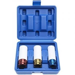 Jeu de 3 douilles &agrave; chocs pour jantes aluminium, 17, 19, 21 mm