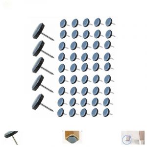 50 Pi&egrave;ces Patin Chaise Teflon &agrave; Clouer 19mm Ronde Patins de Meubles en Teflon Patin de Chaise avec Clou Teflon Patins de Chaise Feutre &agrave; clouer pour