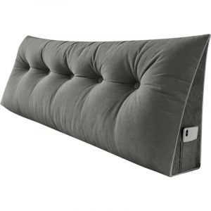 Oreiller Triangulaire en Lin Et Coton, 160x20x50cm Grand Coussin De Chevet en Coton, Oreiller De T&ecirc;Te De Lit Amovible, pour Canap&eacute;-Lit