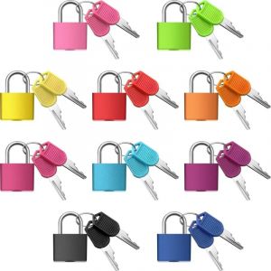 10 Pi&egrave;ces Serrures de Valise avec Cl&eacute;s, Cadenas en M&eacute;tal Cadenas &agrave; Bagages Petit Cadenas Multicolore Cadenas &agrave; Cl&eacute; pour &Eacute;cole Gymnase Salle de Classe