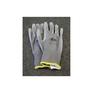 Paire de gants de manutention l&eacute;g&egrave;re gris taille 10 enduction paume et doigts protection contre les risques m&eacute;caniques velpro