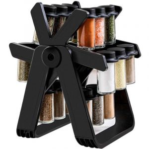 Organisateur d'&eacute;pices rotatif - &Eacute;tag&egrave;re &agrave; &eacute;pices roulante avec 18 pots, organisateur de tour &agrave; &eacute;pices de cuisine pour comptoir et armoire pour ranger