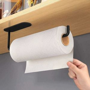 SNQ - Support Sopalin Noir, Porte Rouleau Essuie Tout Mural, Auto-adhésif Porte Sopalin de Cuisine sans Percage, Porte Rouleau en Acier Inoxydable