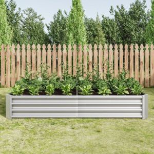 Carr&eacute; potager acier galvanis&eacute;-Structure stable et durable-Sans fond-Pour l&eacute;gumes/herbes/fleurs-Anthracite-180x90x30(cm)