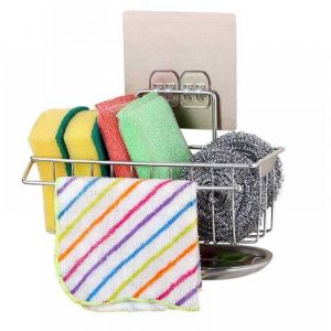 1997 cm, porte-&eacute;ponge d'&eacute;vier de cuisine, porte-&eacute;ponge panier de rangement pour brosses torchons liquide vaisselle support d'&eacute;vier de cuisine adh&eacute;si