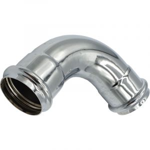 Tycner - 90deg Coude 34mm Siphon Vidange Chrome Remplacement 95mm Longue 2x Joint