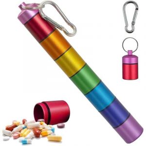 Pilulier Semainier, Boîte à Medicament Portable Amovibles, Impermable Boite à Pilules Métal, Pilulier Voyage Pour Pilules/Vitamines/Huile de