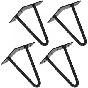 Ensemble de 4 pieds de table basse de style industriel, 15 cm, pieds en &eacute;pingle &agrave; cheveux en fer forg&eacute;, pieds de meuble en m&eacute;tal noir avec vis pour