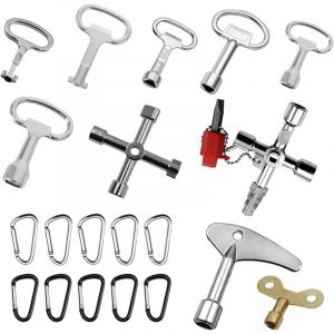 20 Cle Universelle Set, Cle Triangle Poubelle square key, Portable Cl&eacute; Multifonction, Cl&eacute; Robinet, cl&eacute; Purge Radiateur, Cl&eacute;s &agrave; Fente en M&eacute;tal