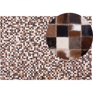 Beliani - Tapis Rectangulaire Beige et Marron en Cuir Patchwork pour Intérieur au Style Moderne 160 x 230 cm