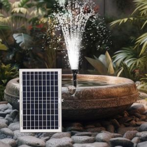 Kit de pompe solaire de bassin 10 W avec filtre - Fontaine solaire 1000 l/h - Fontaine solaire pour ext&eacute;rieur - Jeu d'eau solaire DIY avec 4 buses
