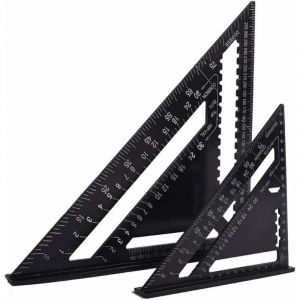 Ccykxa - Equerre Menuisier Multifonctions 7'' et 12'', Triangle Métal Aluminium Règle Équerre Trusquin Guide Raporteur Angle 45 90 Degres/Outillage