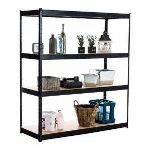 Etagère galvanisée pour charges lourdes en métal 4 niveaux noir 160x60x180cm ETA10076