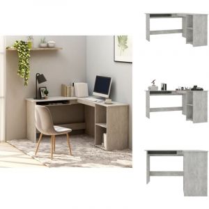 Bureau d'angle en forme de l Gris Béton Bois d'ingénierie - Bureau D'angle - Bureau Moderne - Bureau Gris - Bureau Design - Meuble De Bureau