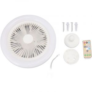 Lampe de ventilateur de plafond 36W 9,8 pouces Petite lampe de ventilateur LED silencieuse E27 pour chambre 86265V Blanc