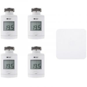 Pack starter maison connect&eacute;e avec 4 t&ecirc;tes thermostatiques intelligentes + 1 Box Tydom Home - Delta Dore