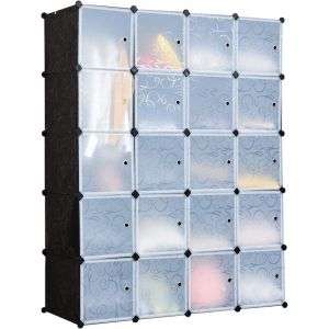 COSTWAY Armoire Penderie(12 Cubes)/(20 Cubes), Armoire de Rangement en Plastique, Motif imprim&eacute;, Armoire Chambre Adulte pour V&ecirc;tement, Chaussures