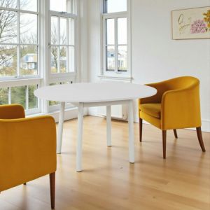 Table blanche extensible forme ronde &Oslash;100-131 cm ARDEN