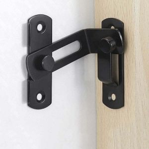 Verrou coulissant porte fen&ecirc;tre 90&deg; angle droit noir &ndash; acier inoxydable, trou de montage 5mm, pour bois/m&eacute;tal/alluminiium
