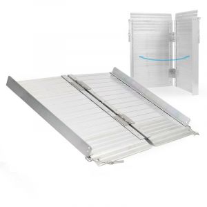 Wiltec - Rampe d'acc&egrave;s pour Fauteuil roulant Pliable en Aluminium 62 cm Charge 270 kg 620 x 730 x 50 mm Couleur argent Rampe Mobile Poign&eacute;e Valise