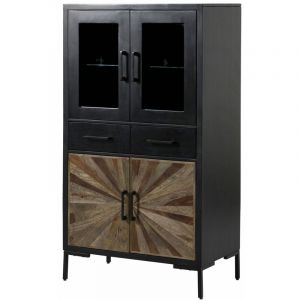 Massivmoebel24 - Buffet en bois de manguier et de bois de palissandre laqu&eacute; noir et brun SUN104